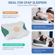 Elviros CPAP Pillow for Sleeping, Adjustable Height Neck Support Pillow with Memory Foam for CPAP Users with Sleep Apnea, Suitable for Side and Back Sleepers