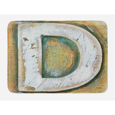 Old Fashioned Patio Lights Letter C Bath Mat, Rustic Initials C Capital Letter Name with Old Fashion Grunge Effects, Non-Slip Plush Mat Bathroom Kitchen Laundry Room Decor, 29.5 X 17.5 Inches, Pale Orange Green White, Ambesonne ()