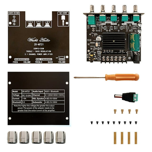 Placa de amplificador de potencia Módulo amplificador de audio auxiliar V5.0 compatible con Bluetooth Ecualizador estéreo de 2.1 canales Speravity EL002696-00
