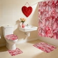 thumbnail image 5 of Valentine's Day Shower Curtain and Mat Set, Pink Bow and Flower Print Romantic Bathroom Decor - Bath Mat+U-Shaped+Toilet Mat+Shower Curtain, 5 of 6