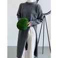 thumbnail image 4 of Suéter holgado de cuello redondo con abertura y largo medio para mujer, estilo europeo y americano, para otoño e invierno, 4 of 6