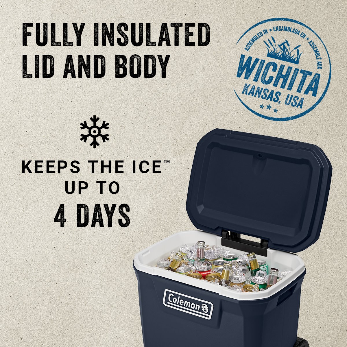 Coleman 316 Series 50 QT Wheeled Cooler, Blue Nights - image 2 of 7