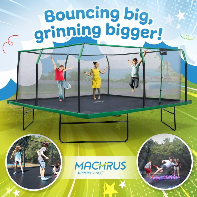 Machrus Upper Bounce 16 x 16 FT Square Trampoline Set with Premium