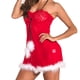 thumbnail image 2 of Conjunto de lencería Vestido Babydoll de Navidad Pompón esponjoso Correa Malla Halter Porno Camisón Hugtrwg para mujer Rojo T M, 2 of 6