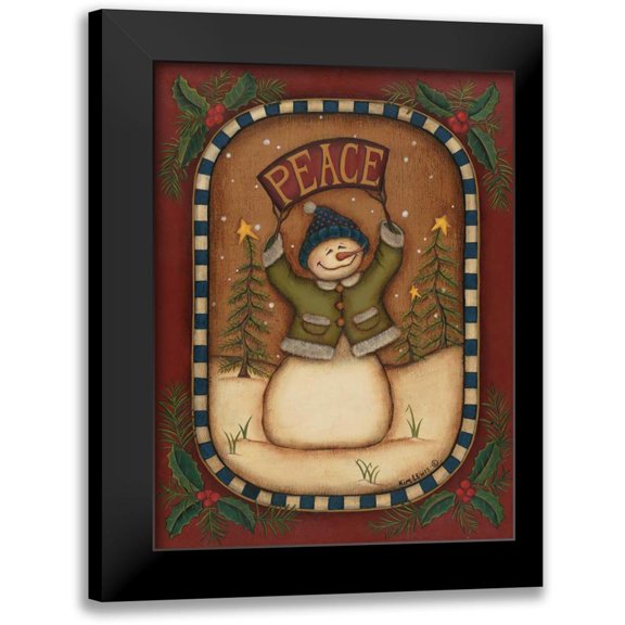 Lewis, Kim 12x14 Black Modern Framed Museum Art Print Titled - Peace Snowman