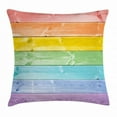thumbnail image 1 of Pastel Throw Pillow Cushion Cover, Wooden Planks in Rainbow Colors Rural Rustic Home Cottage Theme Summer Shades Print, Decorative Square Accent Pillow Case, 18 X 18 Inches, Multicolor, by Ambesonne, 1 of 2