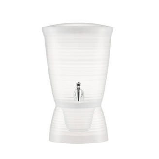 Hiziwimi 4L Glass Beverage Dispenser With Cover Wide Mouth Iced Drink Jar With Tap Iron Holder