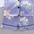 thumbnail image 5 of CAUYDY Toddler Baby Cotton Summer Pajamas Set Button Down Short Sleeve Tops Shorts Pjs 2pcs Boy Girl Solid Sleepwear Outfit(L101-Purple,2-3 Y), 5 of 7