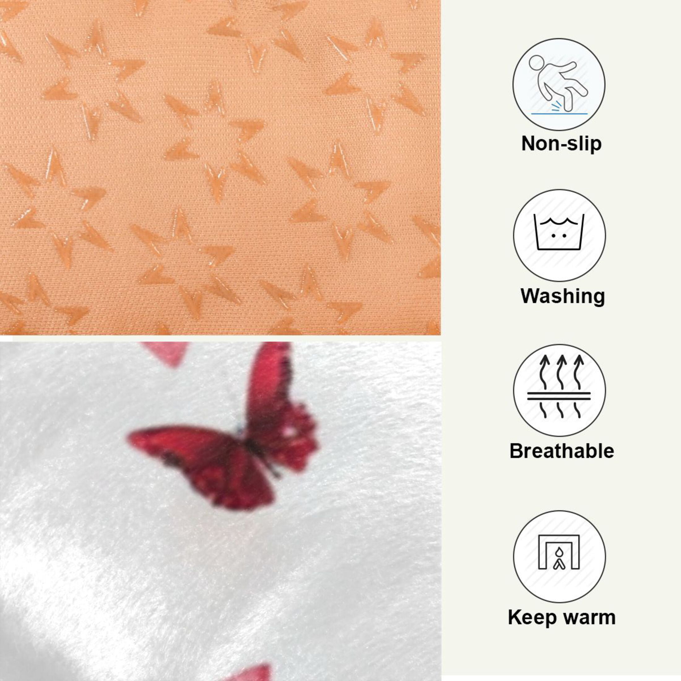 Qxltty Red Butterfly Pink Floral Ped Pad Wear-resistant and Hard to Bite Through Sleeping Pad for Small Medium Large Dogs Winter Pet Bed 36×24in