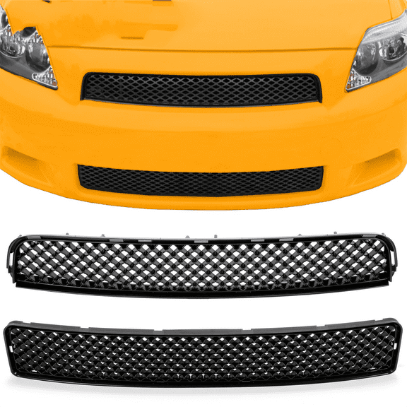 KOJEM Front Bumper Mesh Grille Fit for 2005-2010 Scion TC 2006 2007 2008 2009 Honeycomb Upper & Lower ABS Black Grill