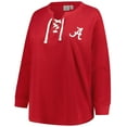 thumbnail image 2 of Women's Fanatics Crimson Alabama Crimson Tide Lace-Up Waffle Knit Plus Size Long Sleeve T-Shirt, 2 of 3