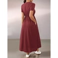 thumbnail image 5 of Women'S Short Sleeve Maxi Dresses Casual Long Dress with Pockets Wine Red L, 5 of 8