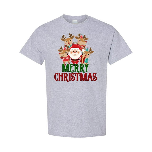 Inktastic Merry Christmas Santa Reindeer T-Shirt