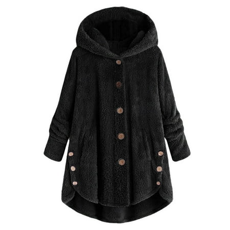 

ZHAGHMIN Cardigan For Women Lightweight Women Warm Jacket With Button Winter Outwear Oversize Hooded Plush Baggy Cardigan Loose Solid Outercoat Maternity Sweaters And Cardigans For Women Women Fleec