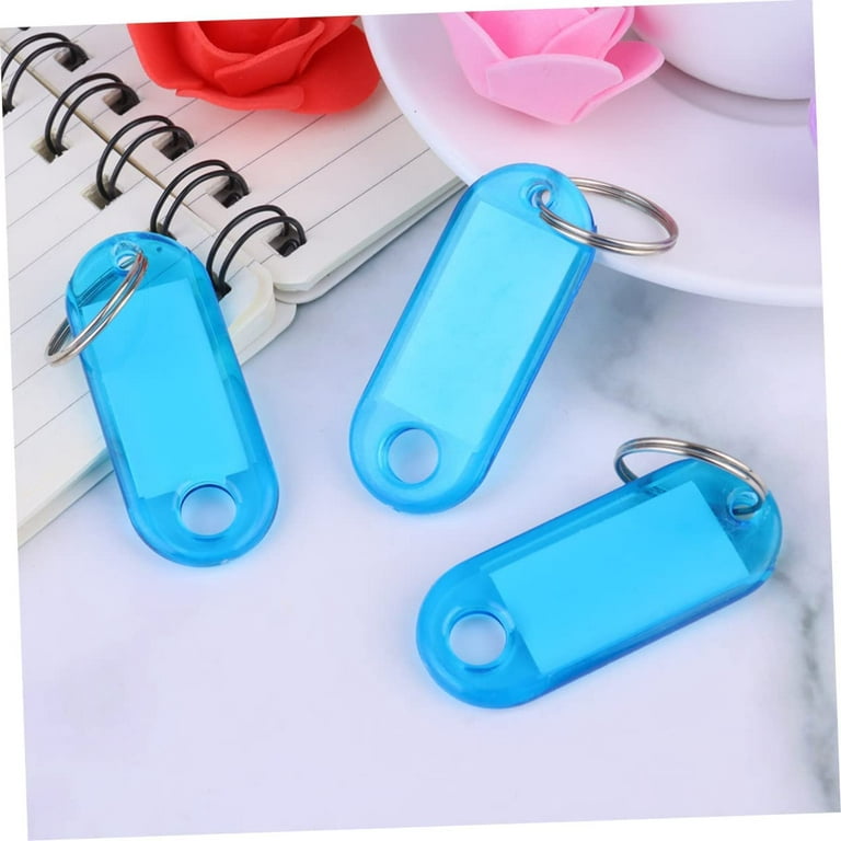 TOSEERY 80pcs Plastic Tags Travel Tags Ring Keychain Rings Blank Labels Key ID Label Tags Travel ID Tag ID Tags Labels Key Tags with Ring Key ID Tags
