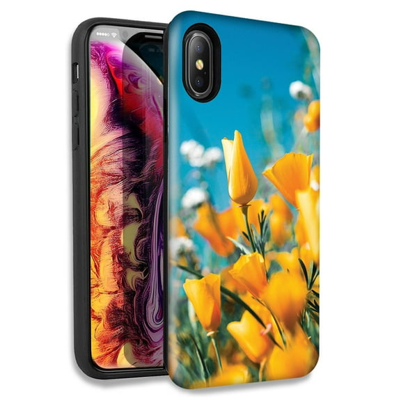 Mundaze Yellow Flowers Double Layer Hybrid Case Cover For Apple iPhone XS Max