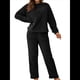thumbnail image 2 of Pijama de 2 Piezas para Mujer, Conjunto de Ropa de Estar por Casa, Suéter de Punto, Cuello Redondo, Larga, Conjuntos Peludos Negro S, 2 of 8