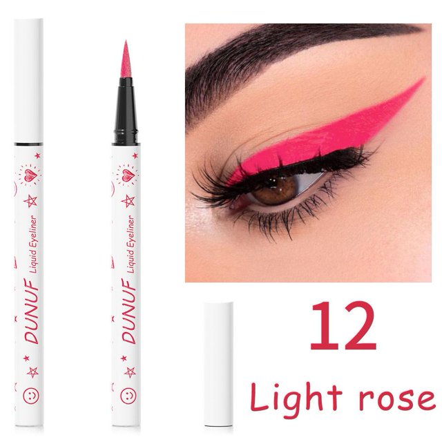 Delineador de ojos líquido Dunuf de 12 colores, de larga duración, resistente al agua, 0,6 ml