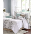 thumbnail image 2 of Madison Park Caelie 6 Piece Quilted 90 X 90 Inch QueenCoverlet Set with Embroidered Leaf Print, Blue, 2 of 3