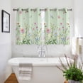 thumbnail image 3 of Flower Green Kitchen Curtains Short 54 Inch Length, Blue Pink Daisy Wildflower Floral Botanical Grommet Top Bedroom Living Room Curtains, Light Filtering Cafe Curtain Drapes 2 Panels Set 84''x54'', 3 of 9