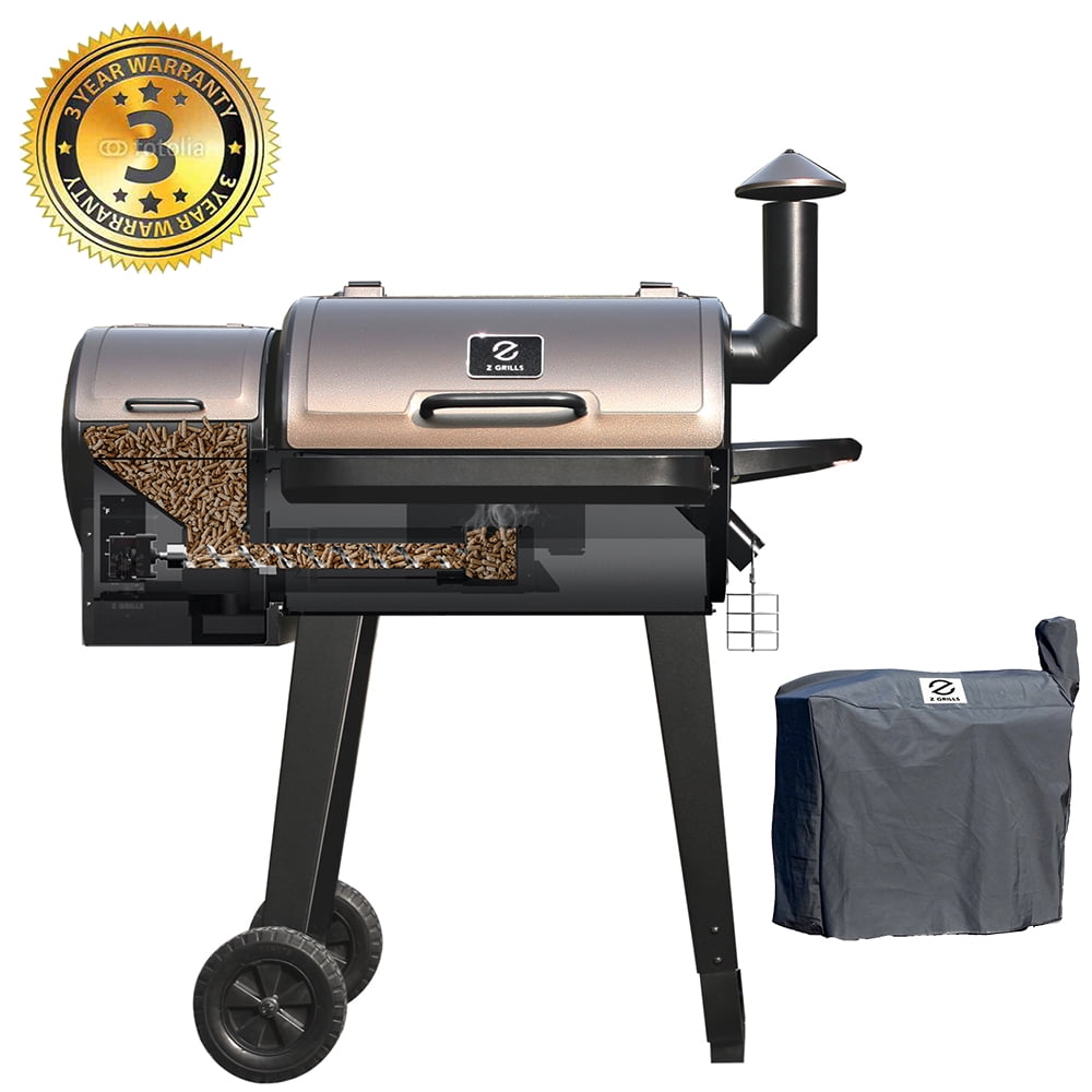 Z Grills ZPG-6002E 2020 New Model Wood Pellet Grill & Smoker 6 in 1 BBQ Grill Bag 600 sq in Stainless & Traeger Grills PEL314 Pecan 100% All-Natural Hardwood Pellets Grill 20 lb 