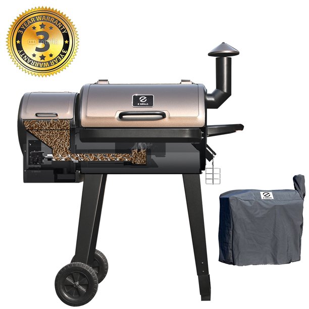 Z Grills Wood Fired Pellet Grill Smoker 6 In 1 Bbq Grill Auto Temperature Control 450 Sq Inch Deal Bronze Black Cover Included Walmart Com Walmart Com