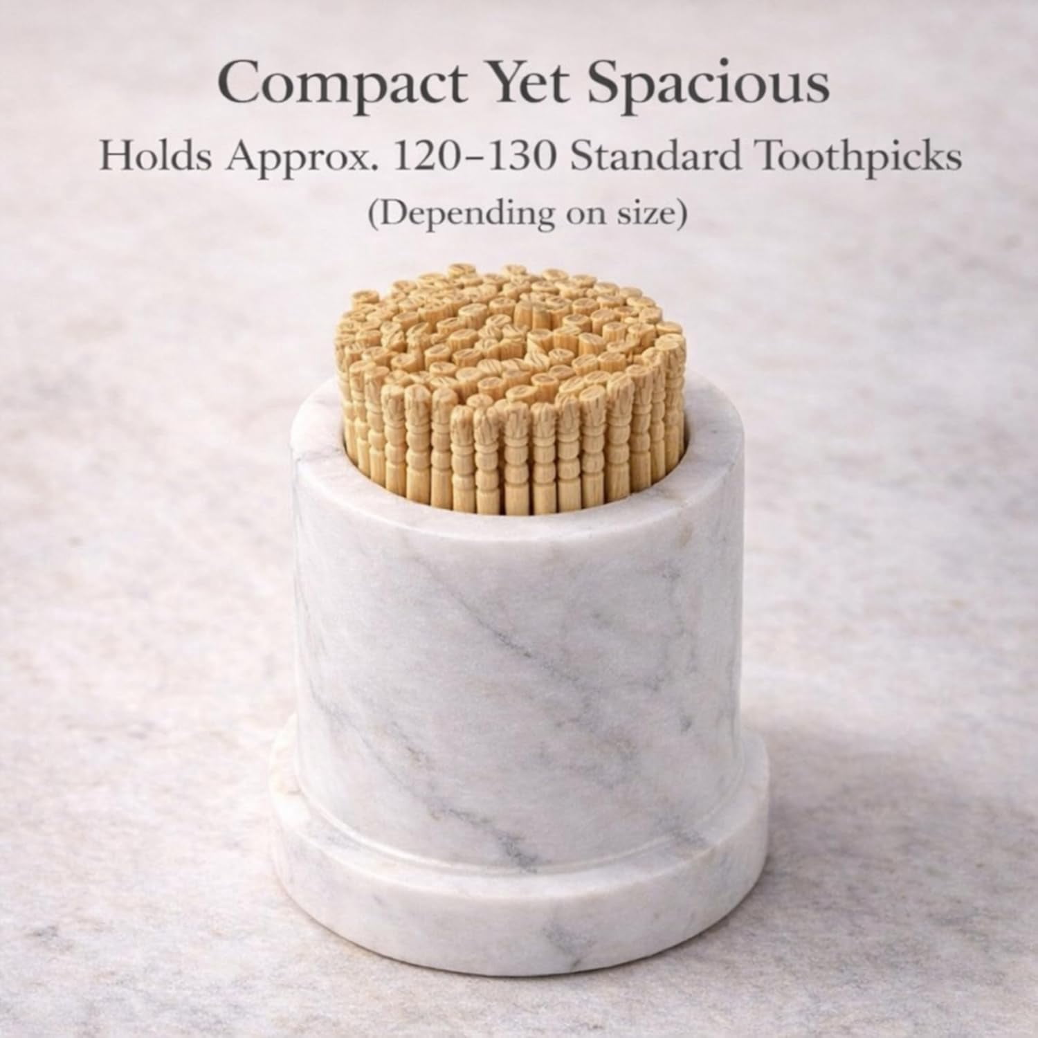 White Marble Toothpick Stick Holder with Lid | Tooth pick Dispenser For Kitchen, Dining Table | For Home, Restaurant | Toothpick Case Stand 3.25 X 2 (Inches) | White