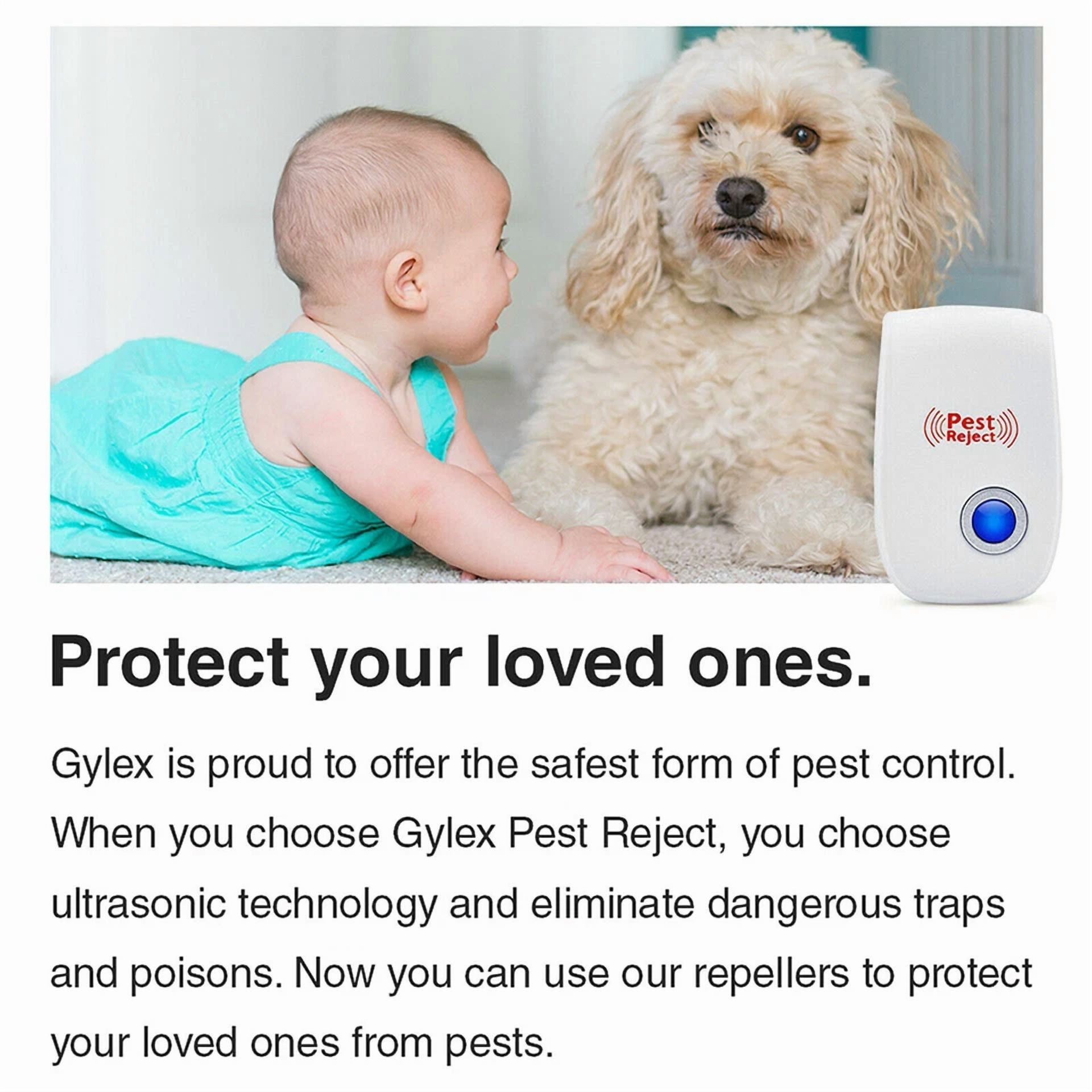 CRESTIN- Gylex Pest Reject Ultrasonic Repeller - Rid Your Home Of Rodents & Bugs - 6 Pack