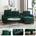 thumbnail image 2 of Onbeam Sectional Sofa with Storage Chaise and Cup Holders, Living Room L-shaped Sofa Couch, Modern Sofa Bed for Home and Office, Green Polyester, 2 of 6