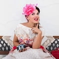 thumbnail image 2 of Tocados para mujer, sombreros para fiesta de té de los años 50, sombrero Kentucky Derby, conjunto de sombreros, guantes de encaje, collar de perlas y pendientes., 2 of 3