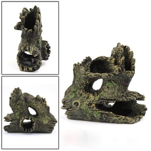 Yeacher Aquarium Ornament Driftwood Resin Wood Trunk DIY Hollow House Cave Ornament for Fish Tank Aquarium Landscape Decoration