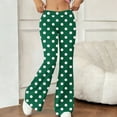 thumbnail image 6 of LangJing Polka Dot Flare Leggings for Women, High Waisted Opaque Flare Pants for Yoga Workout Sweatpants Stretch Bell Bottom Leggings Green,M, 6 of 7