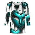 thumbnail image 5 of Mceream Mardi Gras Shirts for Women 2026 Carnival Tunic Tops Funny Mask Print Color Block Carnival Tops Casual 3/4 Sleeve Crew Neck Loose Fit Blouses Outfits Light Blue XXXXXL, 5 of 5