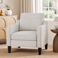 thumbnail image 3 of EOP Modern Comfy Armchair, Linen Fabric Accent Chair with Side Pockets, Living Room Chair with Foldable Table, Upholstered Reading Chair for Bedroom, Beige, 3 of 11