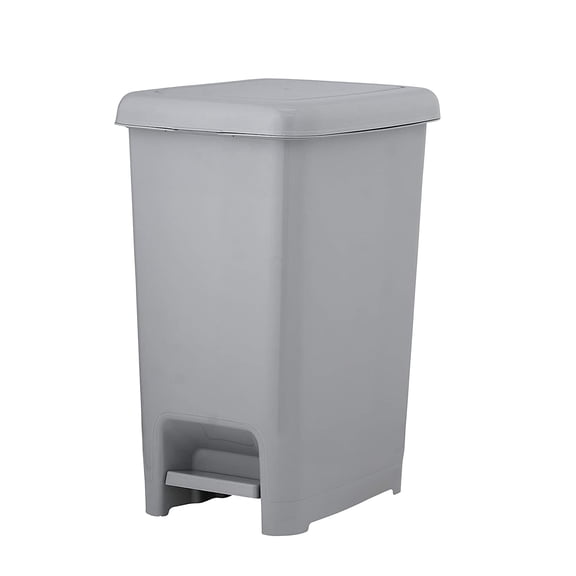 Superio Slim Step On Pedal Plastic Trash Can, Waste Bin - 64 Qt, White Smoke