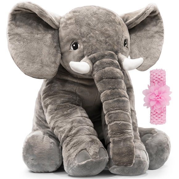 Homily Grand Éléphant en Peluche, Grand Éléphant en Peluche, Jouet en Peluche Géant Duveteux pour Fille Enfants 24 Pouces