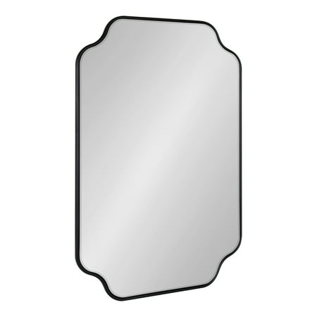 Kate and Laurel Plumley Glam Scalloped Wall Mirror, 24 x 36, Black, Transitional Mirror Wall Decor