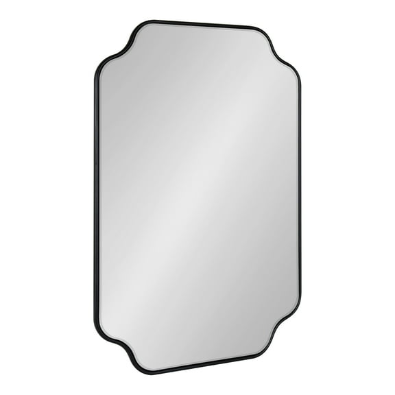 Kate and Laurel Plumley Glam Scalloped Wall Mirror, 24 x 36, Black, Transitional Mirror Wall Decor