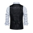 thumbnail image 4 of Hanerdun Men Plaid Waistcoats Male Slim fit Suit Vests Dress Vest Black S, 4 of 5