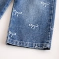 thumbnail image 5 of Ultrave Girls Wide Leg Jeans Bow Print Elastic Waist Baggy Denim Pants Cute Casual Trousers 2-10Y, 5 of 7