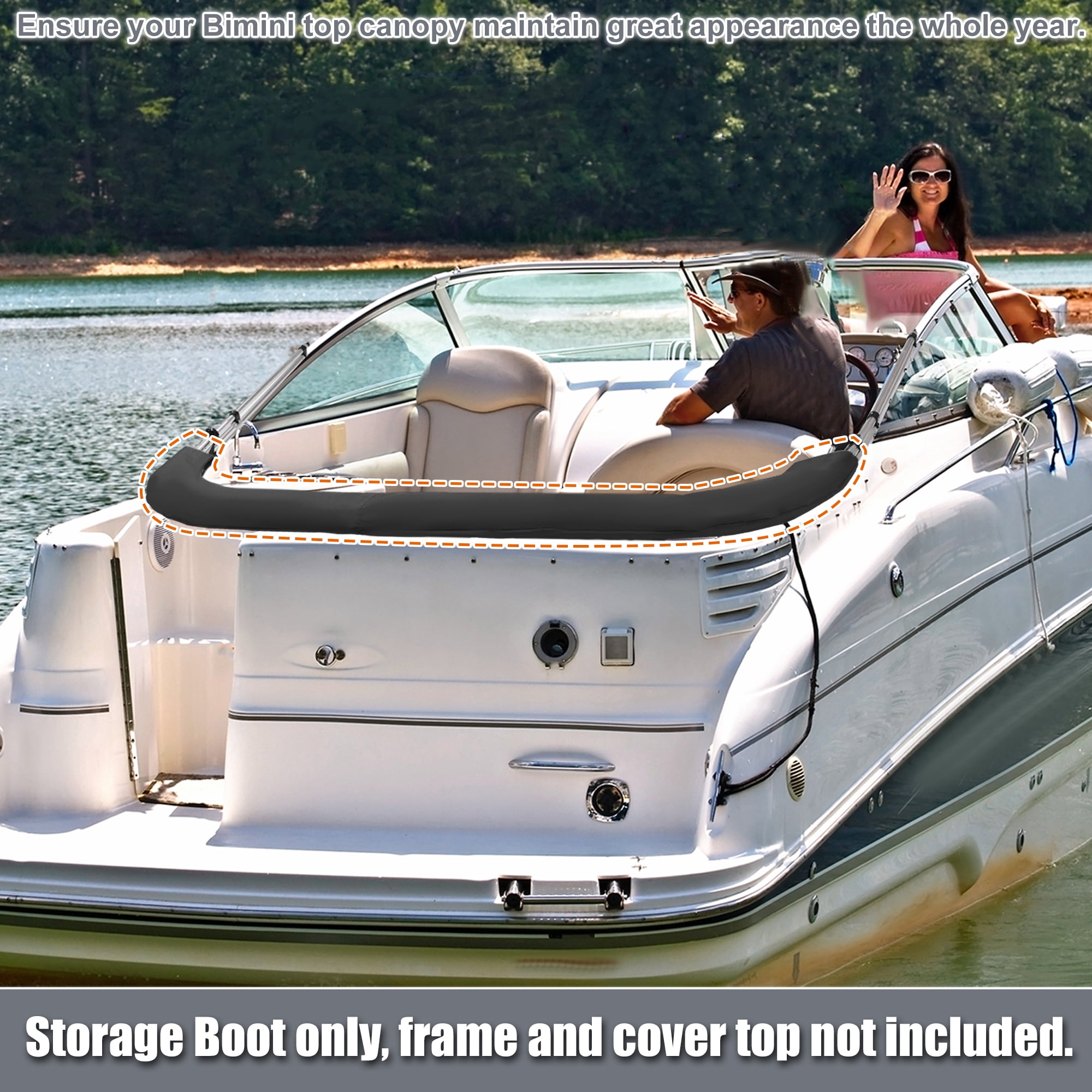 Unique Bargains Bimini Top Storage Boot Cover Waterproof 600D Polyester Beige 73"-78"