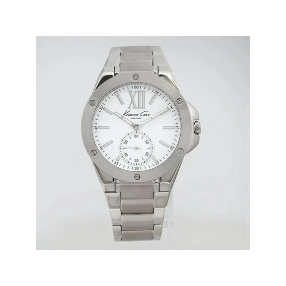 New Kenneth Cole 40 Steel White Dial Unisex Quartz Watch KC10020844 without Box