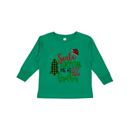 

Inktastic Santa is Promoting Me to Big Brother Green Plaid Tree Gift Toddler Boy Girl Long Sleeve T-Shirt
