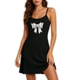 thumbnail image 2 of Blmnix Short Nightgowns Nightgowns for Women Cute Nightgowns Chemises Nightgown Black Crew Neck Sleeveless Above-the-Knee Summer Nightgowns for Women, 2 of 5