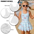 thumbnail image 6 of Xixirimido Bowknots Blue Print Girls One-piece Swimsuits Sleeveless Swimwear with Skirt & Built-in Shorts Hawaiian Beach Vacation Modest Bathing Suit, 5-6 Years, 6 of 7