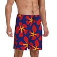 thumbnail image 2 of Naloa Red Floral Men's Short Pajama Pants, Pj Shorts, Lounge Comfort Shorts-3X-Large, 2 of 6