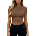 thumbnail image 3 of Babysbule Women Crew Neck Fitted Crop Tee Short Sleeve Slim Casual Top for Summer Street Daily Outfits, 3 of 7