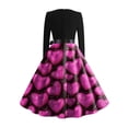 thumbnail image 6 of 2026 Valentine Dress for Women Retro Long Sleeve V-Neck Cocktail Dresses with Belt 3D Love Heart Print A-Line Dress Hot Pink 5XL, 6 of 6