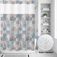 thumbnail image 2 of No Hook Shower Curtain, Blue Pink Botanical Shower Curtains for Bathroom with See Through Top Window, Spring Floral Vintage Waterproof & Washable Bath Curtain Extra Long 72"x84", 2 of 9