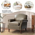 thumbnail image 3 of Vegan Leather Armchair Living Room Home Office Lounge Single Sofa Nailhead Rolled Arms Accent Chair Adult Grey, 3 of 7